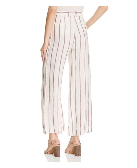 Theory Nadeema Wide Leg Striped Linen Pants In White Lyst