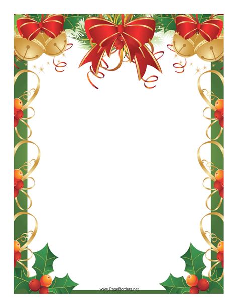 Ribbons, Bells and Holly Christmas Page Border Template Download ...