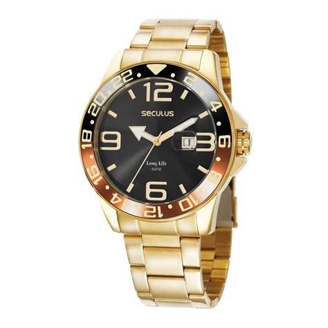 Relogios Seculus É Bom - Relógio Seculus Masculino Ref: 44012gpsvda2 Esportivo Dourado ...