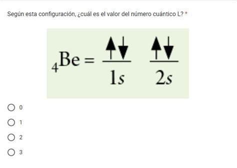 Seg N Esta Configuraci N Cu L Es El Valor Del N Mero Cu Ntico L