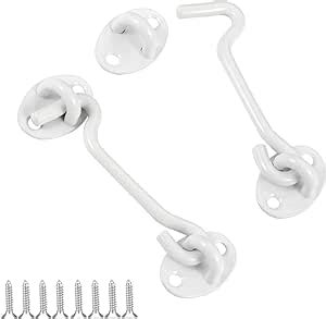 Barn Door Latch Hook And Eye Latch White 2 Packs 4 Inch Heavy Duty