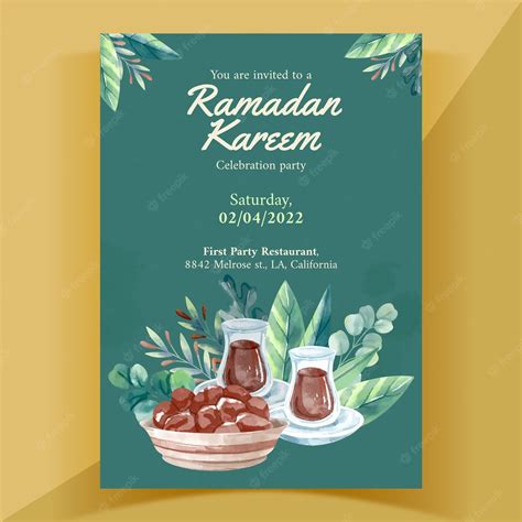 Free Vector Watercolor Ramadan Invitation Template