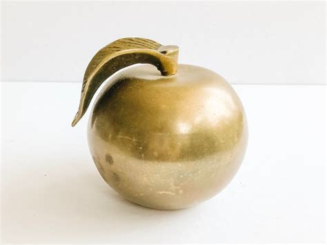 Vintage Brass Apple Paperweight Brass Apple Teacher T Etsy