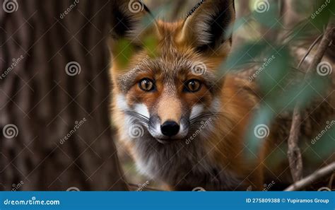 Red Fox Staring Alert In Natural Beauty Generated By Ai Stock