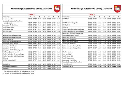 Rozk Ad Jazdy Autobus W Komunikacji Gminnej W Zakroczymiu Zakroczym