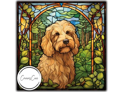 Stained Glass Goldendoodle Stained Glass Sublimation Etsy