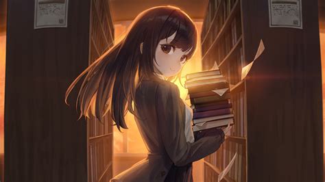 Anime Girl With Books Sunlight Background HD Anime Girl Wallpapers | HD ...