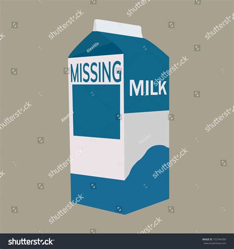 Milk carton with space for missing person. Flat vector illustration ...