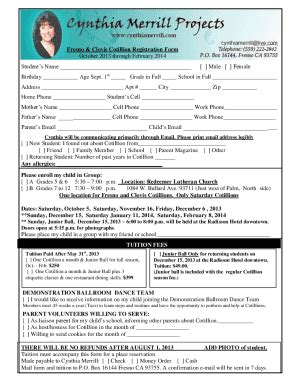 Fillable Online Fresno Clovis Cotillion Registration Form Fax Email