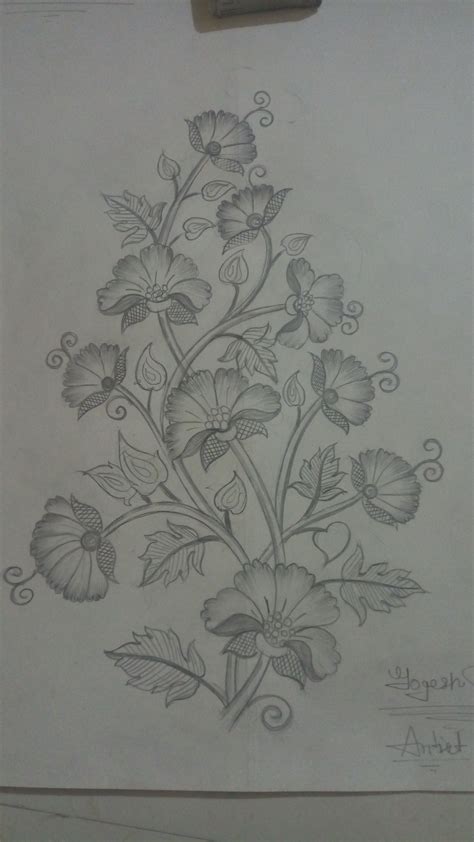 Embroidery Flower Design Sketch | Custom Embroidery