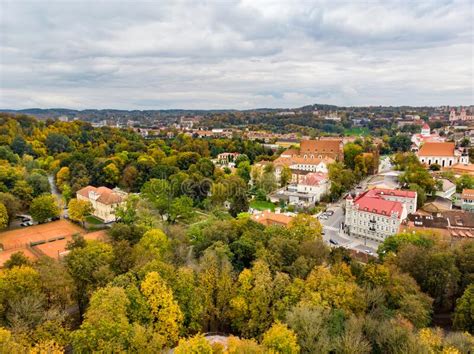 Beautiful Vilnius City Panorama In Autumn With Orange And Yellow