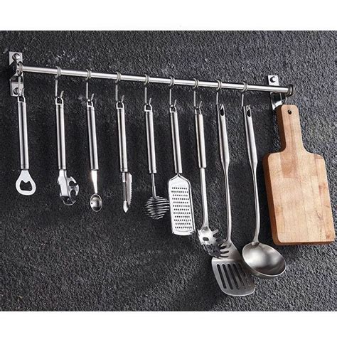 10 крючков Настенный Лоток горшок рейка для кухни Организатор утвари ...