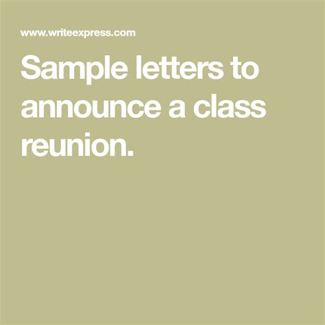 Sample Letters To Announce A Class Reunion Class Reunion Class