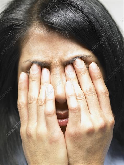 Woman With Her Hands On Her Face Stock Image F0038116 Science Photo Library