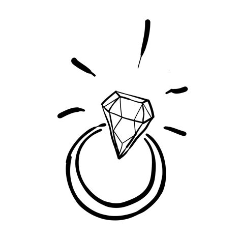 Handdrawn Doodle Diamond Ring Illustration Cartoon Style Vector