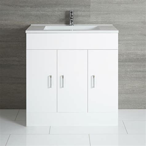 Milano Ren White Mm Floor Standing Vanity Unit And Basin