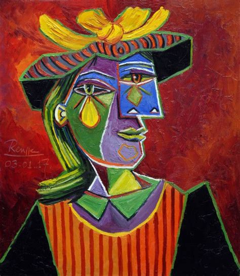 Erik Renssen Woman In A Striped Hat 2017 Pablo Picasso Art Picasso Art Picasso Paintings