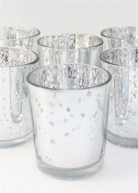 David Tutera Silver Mercury Glass Votive Cup Mercury Glass Votives