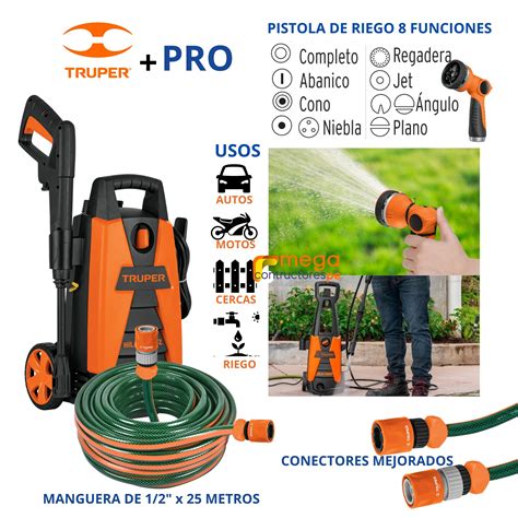 Ripley HIDROLAVADORA MANGUERA 25M PISTOLA DE RIEGO TRUPER PRO