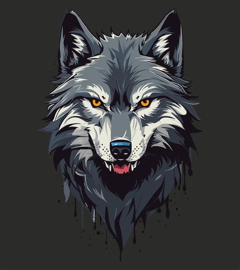 Diseño de ilustración vectorial de lobo Vector Premium