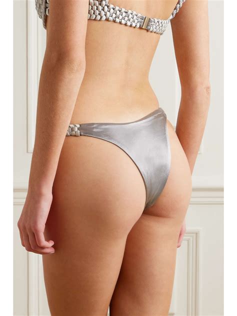 Isa Boulder Woven Metallic Stretch Satin Bikini Briefs Net A Porter