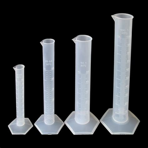 4 Piece Set Graduated Measuring Cylinders 10ml25ml50ml100ml Polypropylene Pp The