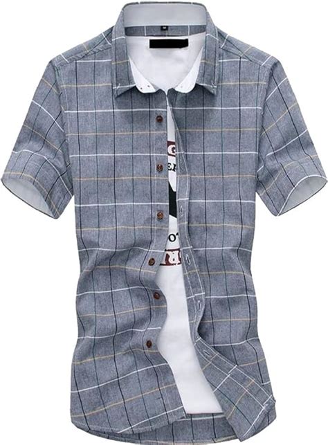 Generic Camisa De Manga Corta Para Hombre Estilo Informal Ajustada Con Botones 5 Xs