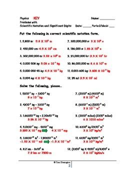 Scientific Notation And Significant Digits Worksheet By InTrePiD Education