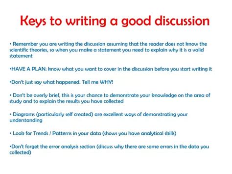 Ppt Keys To Writing A Good Discussion Powerpoint Presentation Free