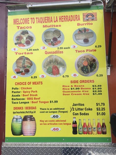 Menu At Taqueria La Herradura Restaurant Knoxville N Broadway