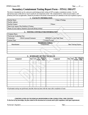 Fillable Online Swrcb Ca Secondary Containment Testing Report Form