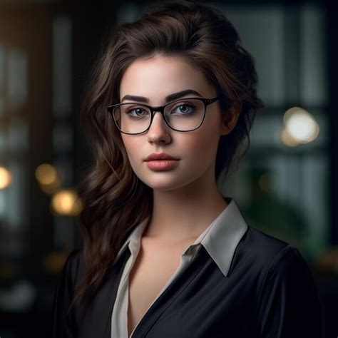 Premium Ai Image A Woman Wearing Glasses And A Shirt With A Shirt That Says Quot She Is