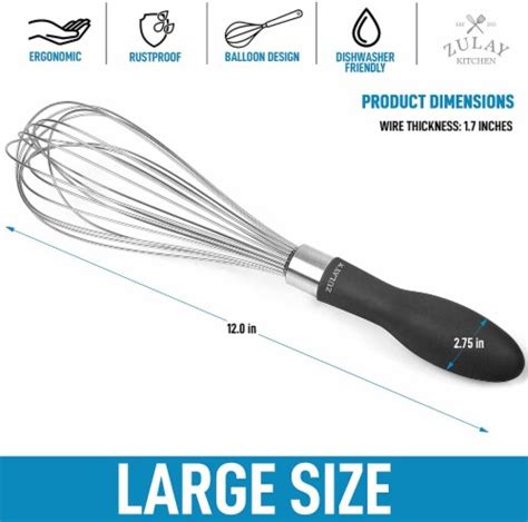 Zulay Kitchen Balloon Stainless Steel Whisk With Soft Silicone Handle