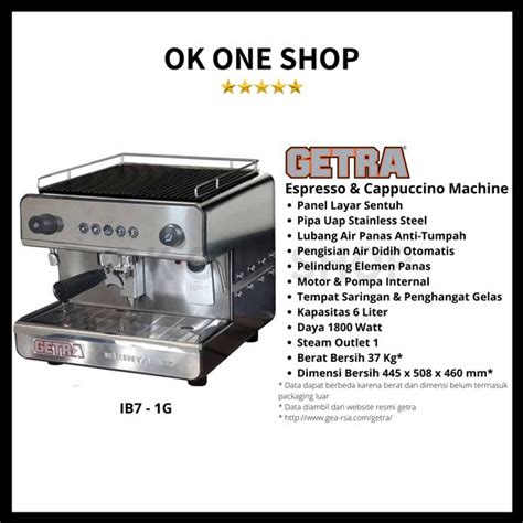 Jual GETRA IB7 1G Mesin Kopi Espresso Cappuccino IB7 1G 1 Outlet Di