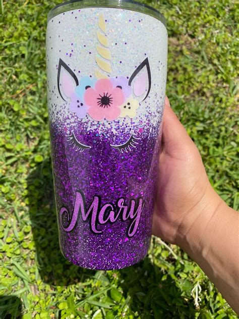 Unicorn Glass 20 Oz Custom Unicorn Glasses For Glass With Glitter And Resin Etsy