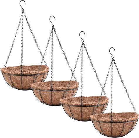 Amazon EIMQUVW 4 Pack Hanging Planter Basket With Coco Coin Liner