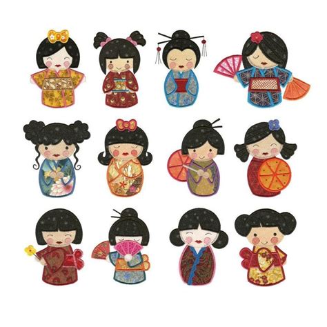 Kokeshi Japanese Applique Machine Embroidery Designs Designs By Juju Japanese Embroidery