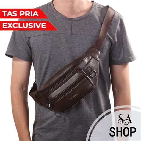 Jual Tas Waistbag Pria Kulit Tas Selempang Pria Kulit Sintesis Tas