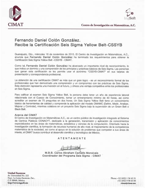 Cimat Certificado Seis Sigma Yellow Belt Pdf