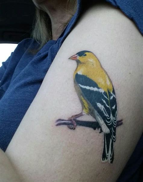 American Goldfinch tattoo by Becky Ashcraft. | Mac miller tattoos, Grace tattoos, Finch tattoo