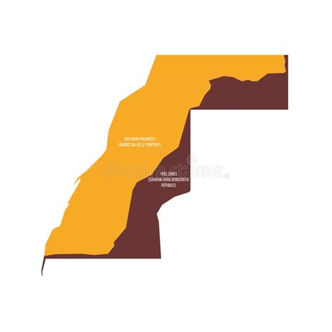 Western Sahara Map Of Land Divided By Moroccan Wall Stock Vector