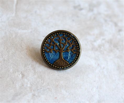 Blue Tree Of Life Tie Tack Lapel Pin Mens Jewelry Boyfriend T