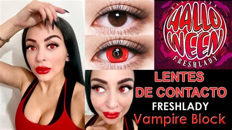 Lentes De Contacto Rojos Vampire Block De Freshlady Halloween