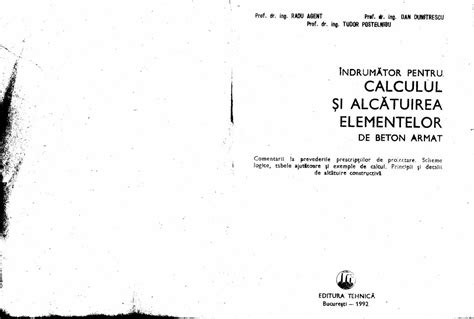 Pdf Indrumator Pentru Calculul Si Alcatuirea Elementelor Din Beton