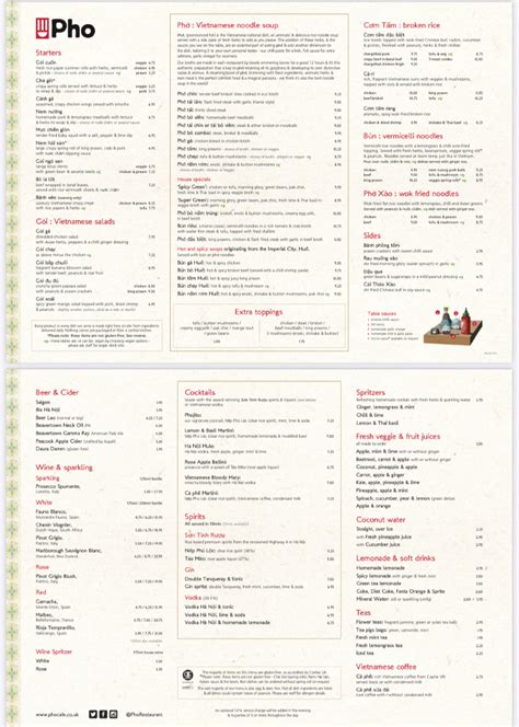 Pho Liverpools Full Menu Online