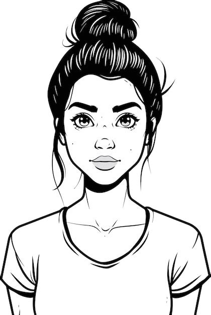 Un Dibujo En Blanco Y Negro De Una Mujer Con Pecas En La Cara Vector