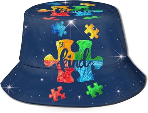 Newleng Autism Awareness Unisex Wide Brim Foldable Packable Bucket Hat