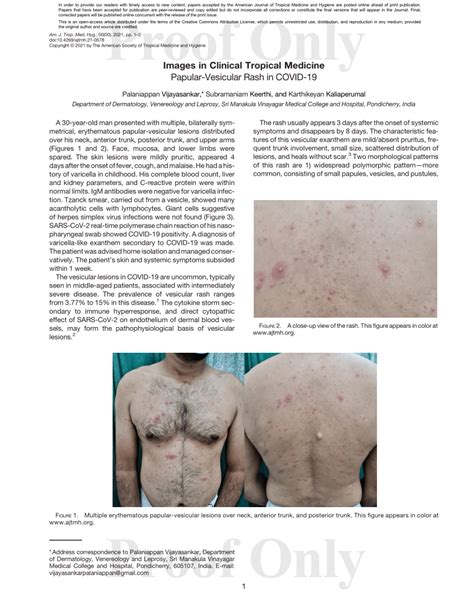 Pdf Papular Vesicular Rash In Covid 19