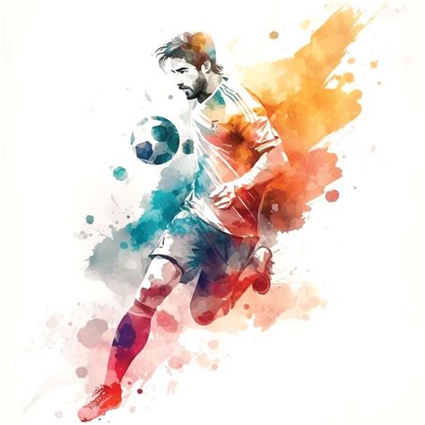 Premium Vector | Watercolor painting of a man playing football soccer