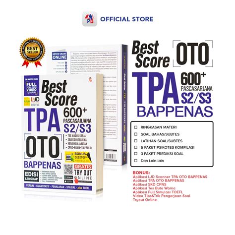 Jual Buku Psikotes Tpa Oto Bappenas Best Score Pasca Sarjana S S